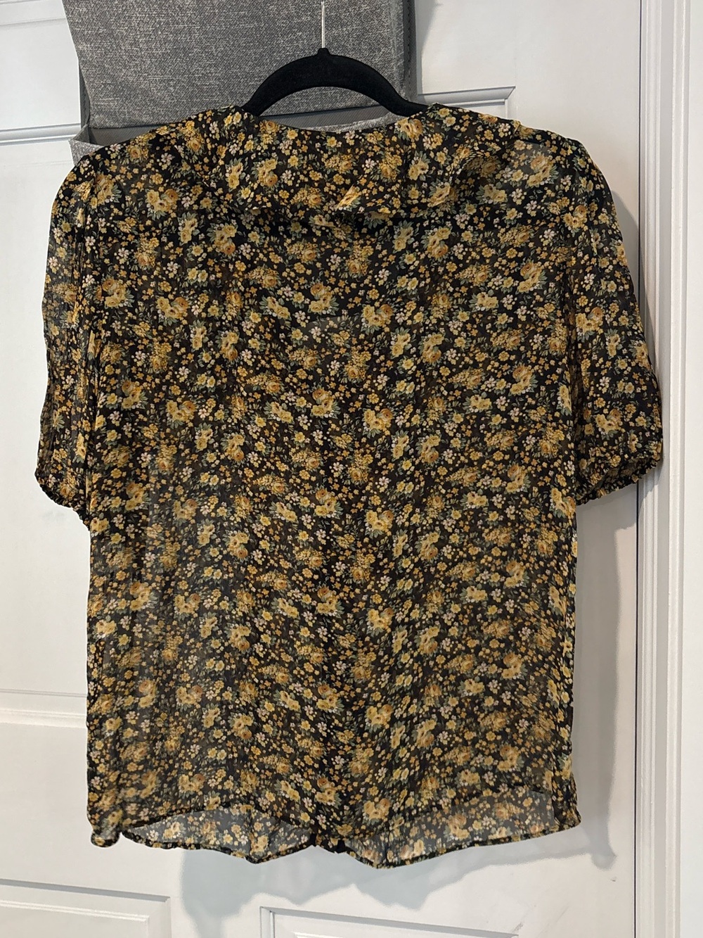 Sezane Irena Floral Short Sleeve Blouse Top Ruffle 36 - Picture 5 of 7